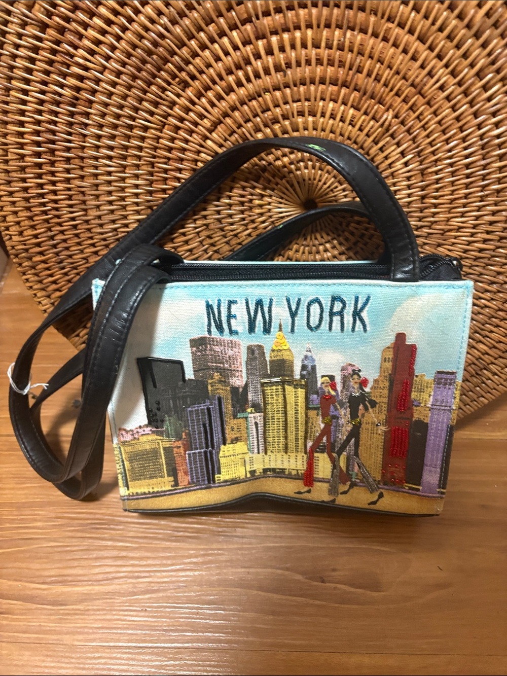 Canvas New York Skyline Crossbody Bag in Multicolor